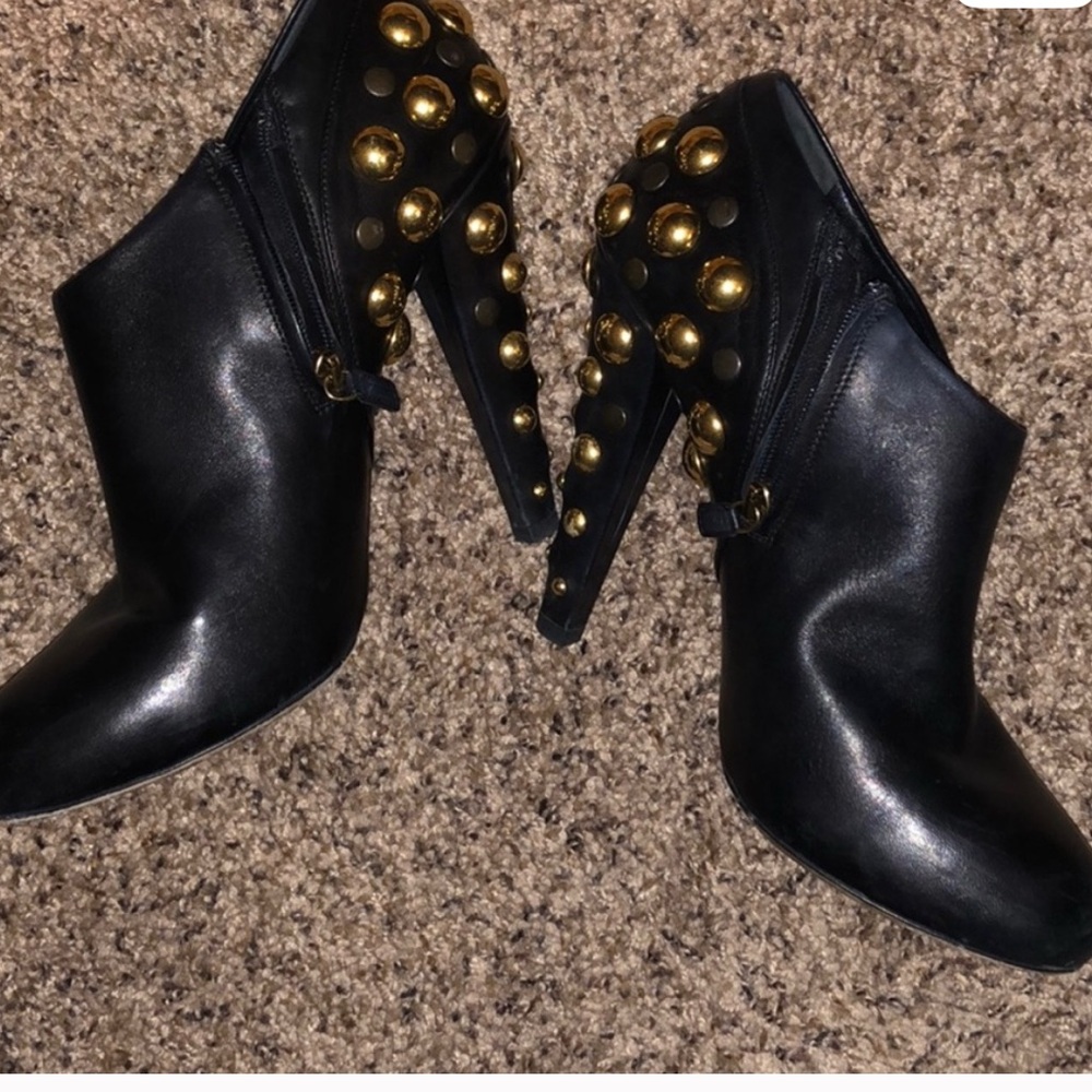 Gucci Babouska Black and Gold Heeled Boots